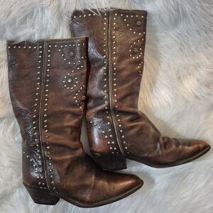 Womens Vintage Chesnut Brown Vero Cuoio Leather Boots Handcrafted In Italy